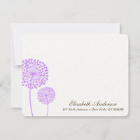 Lavande Dandelions Plain Note Cartes