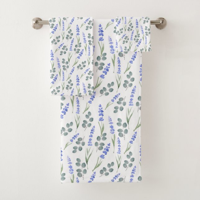 Lavande d'aquarelle et Motif d'eucalyptus (En situation)
