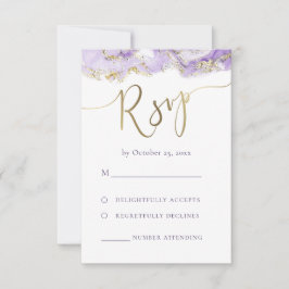 lavande de marbre fluide or RSVP mariage