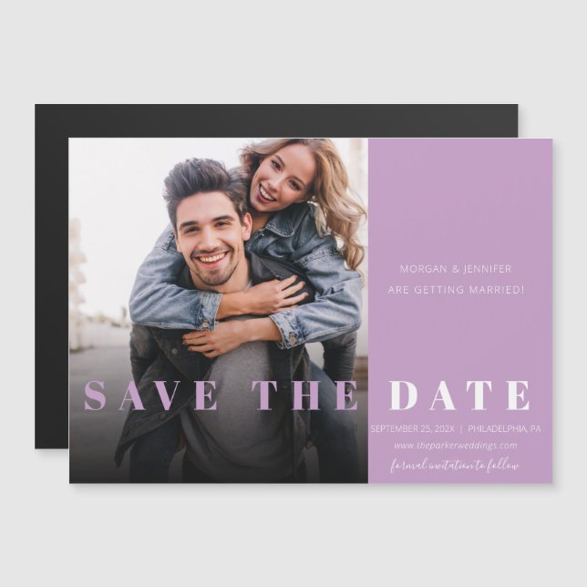 Lavande Enregistrer la date Invitation magnétique (Devant / Derrière)