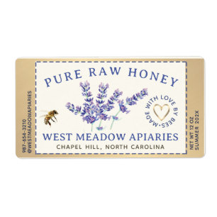 Lavande et abeilles Miel Étiquette Dashed