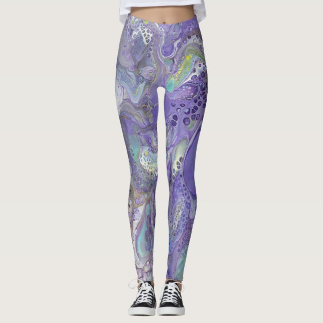 Lavande et Pastel Leggings Abstraits - "Naomi" (Devant)