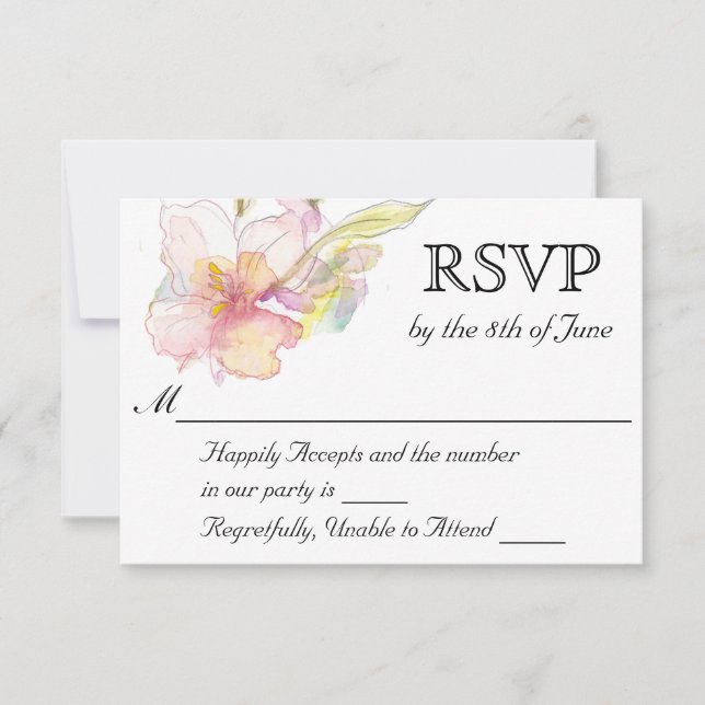 Lavande et rose aquarelle Mariage floral RSVP (Devant)