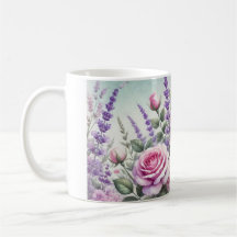 lavande et tasse de jardin rose