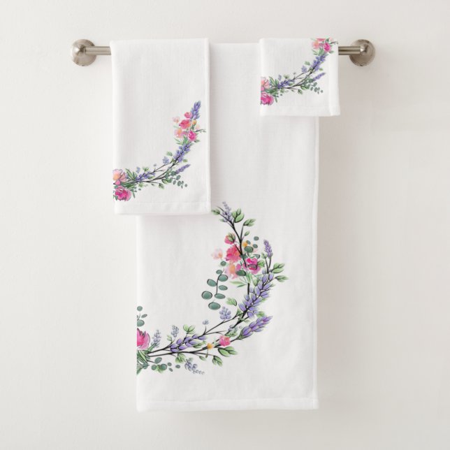 Lavande Eucalyptus rose roses aquarelle (En situation)