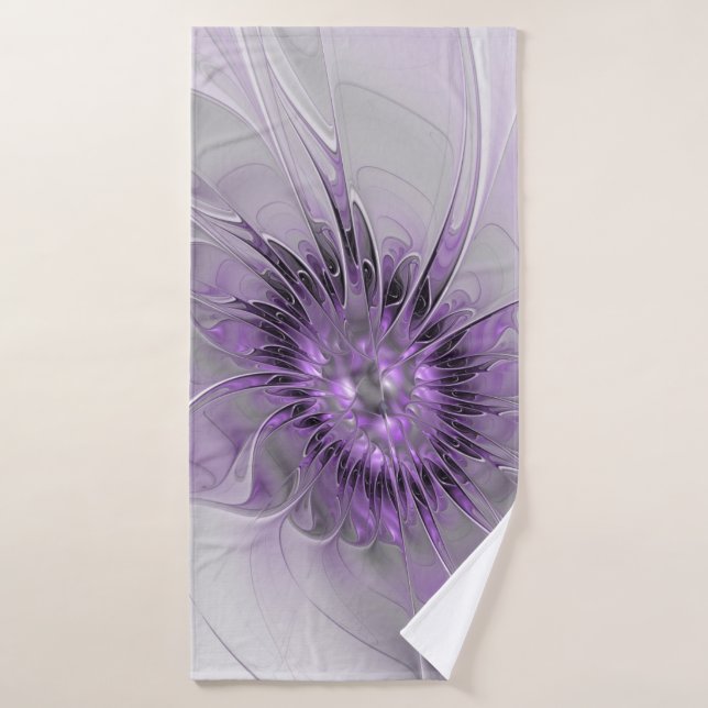 Lavande Fleur Dream Moderne Abstrait Fractal (Serviette de bain)