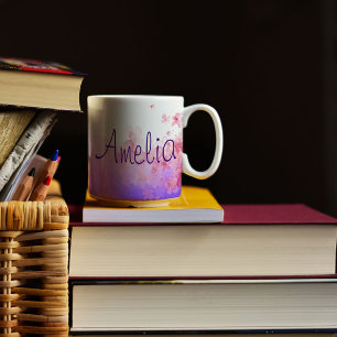 Lavande fleurs aquarelle tasse de café