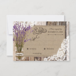 Lavande Fleurs dentelle en bois Rustique carte RSV