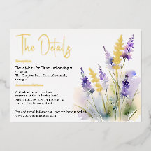 Lavande Fleurs sauvages Aquarelle Carte Détails