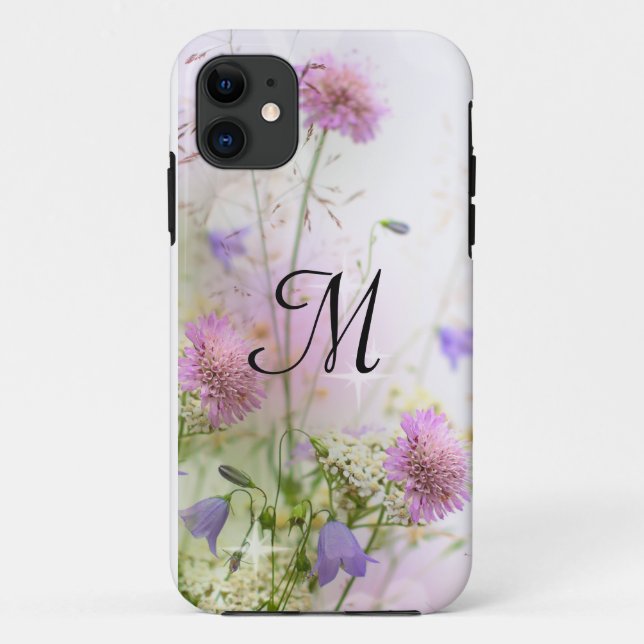 Lavande Fleurs sauvages Monogramme IPHONE 5 Coque (Dos)