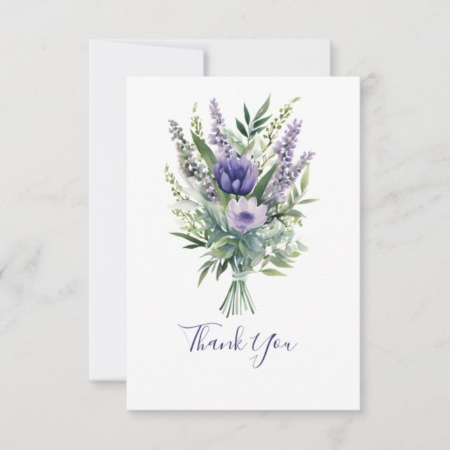 Lavande Fleurs violettes Carte de remerciements ve (Devant)