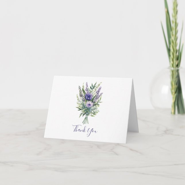 Lavande Fleurs violettes Carte de remerciements ve (Devant)
