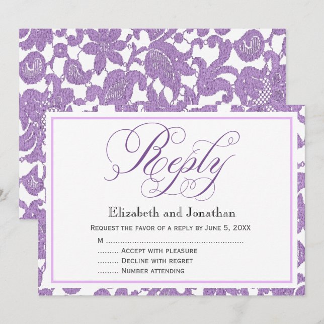 Lavande Lace Script Répondre à la carte de boîtier (Devant / Derrière)