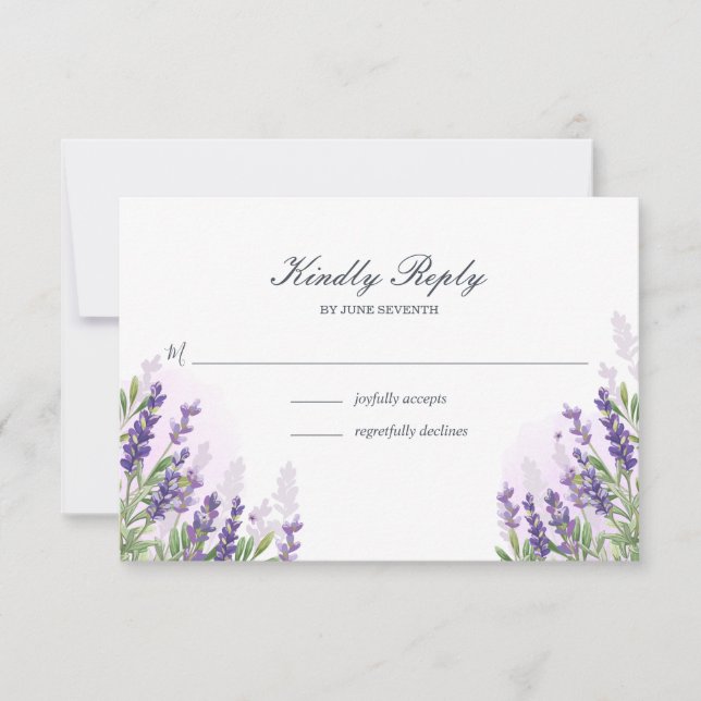 Lavande mariage carte RSVP Rustique violet floral (Devant)