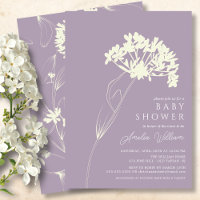 Lavande Moderne Baby shower Floral Invitation