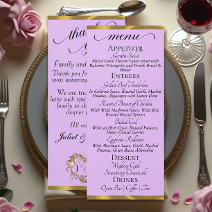 Lavande/Or - Menu Monogramme & Merci