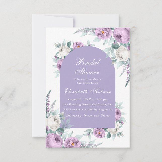 Lavande Purple Floral Douche nuptiale Invitation (Devant)
