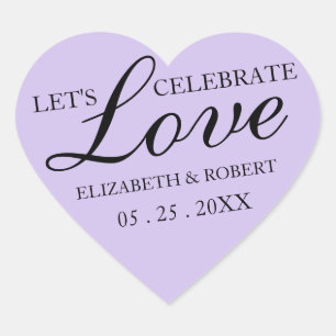 Lavande Purple Mariage Stickers Coeur Invitations