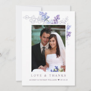 Lavande romantique Florale Mariage photo Merci