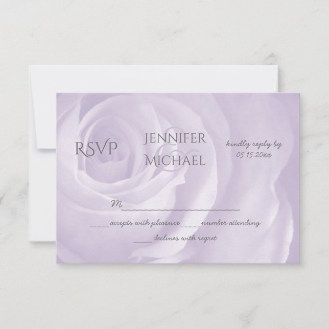 lavande rose floral simple élégant mariage RSVP (Devant)