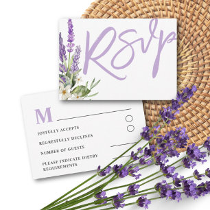 Lavande rustique & Foliage Aquarelle Mariage RSVP