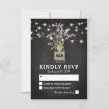 Lavande rustique Mason Jar Lumières Mariage RSVP