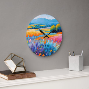 "Lavande Serenité" weite Landschaft Provence Große Wanduhr