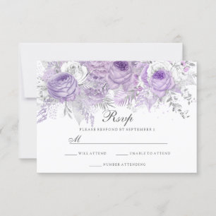 Lavande violet blanc argenté mariage RSVP