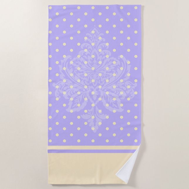 Lavande violet pois et serviette de plage jaune (Devant)