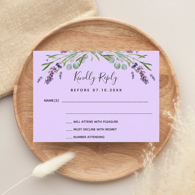 Lavande violet verdure réponse mariage RSVP (Créateur téléchargé)