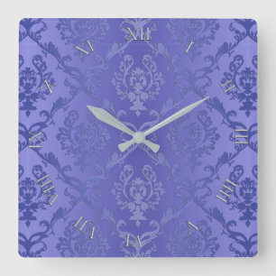 Lavande violette antique Vintage Damas Horloge mur