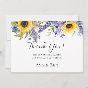 Lavande violette avec tournesol Merci Cartes