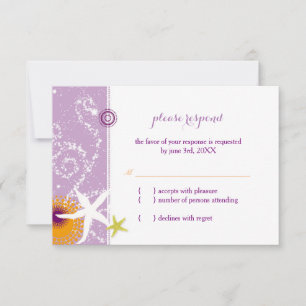 Lavande & White Beach Wedding Carte RSVP