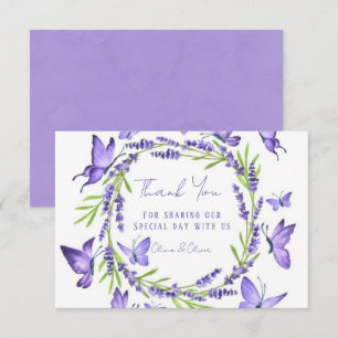 Lavande Wisteria & Papillons Mariage Merci