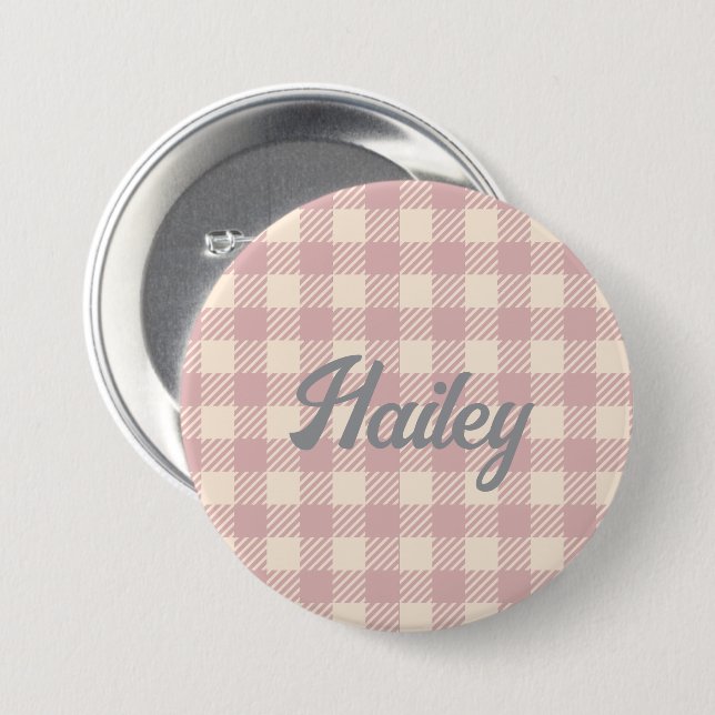 lavander blass lila Gingham Preppy kariert geprüft Button (Vorne & Hinten)