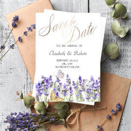 Lavander Butterflies Botanical Save The Date
