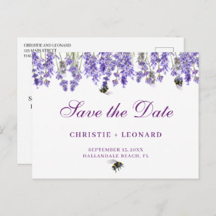 Lavander Simple Elegant Save the Date Postkarte