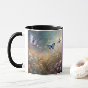 Lavaszissenfeld mit Wildblumen und Schmetterlingen Tasse