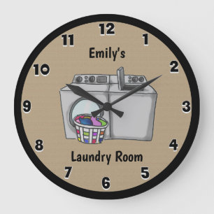 Lave-linge Tan Personnalisée Horloge ronde
