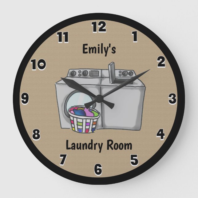 Lave-linge Tan Personnalisée Horloge ronde (Recto)