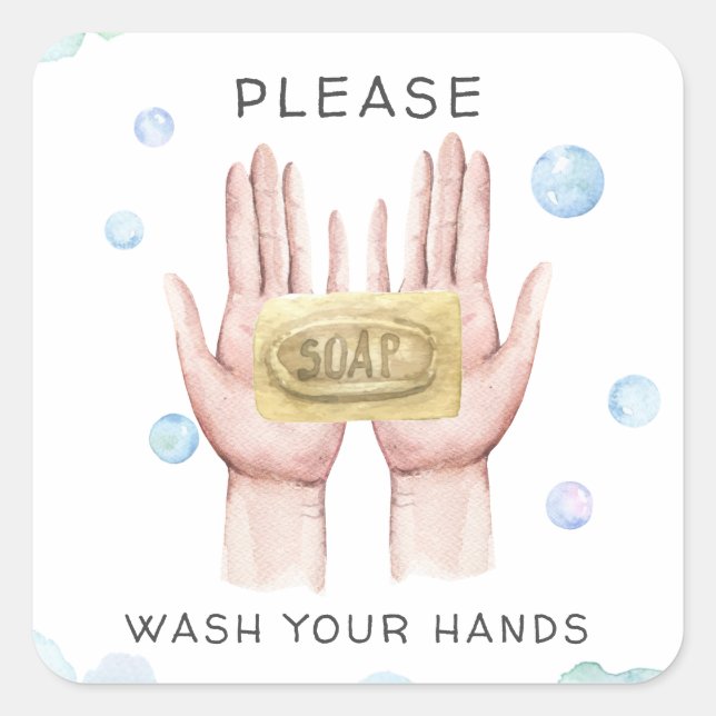 Lave-toi les mains | Autocollant d'illustration aq (Devant)