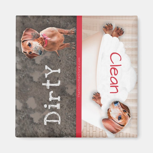 Lave-vaisselle Dachshund Magnet Dirty Doxie Rouge  (Devant)