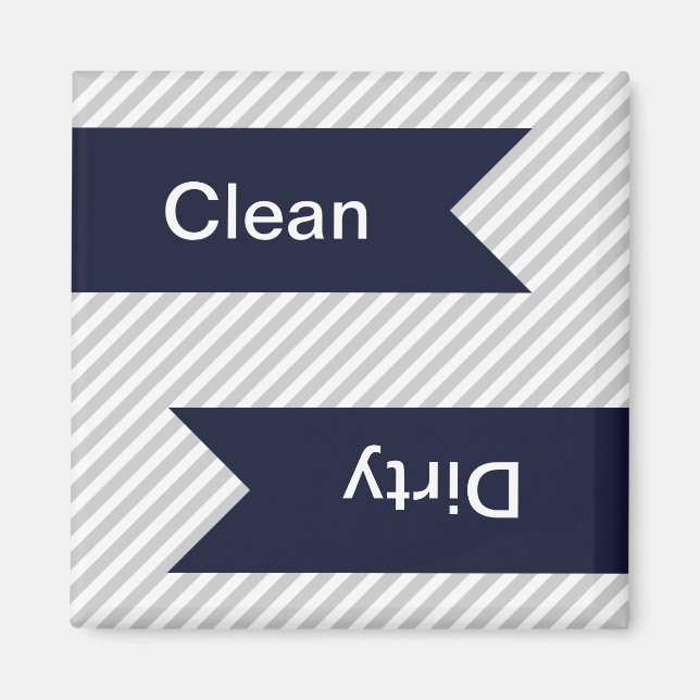 Lave-vaisselle Gris & Blanc Motif rayé Magnets (Devant)