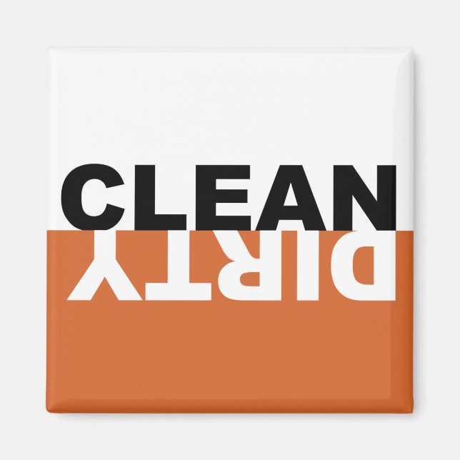 Lave-vaisselle propre sale Magnet orange (Devant)