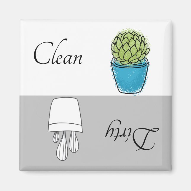 Lave-vaisselle sale propre Magnet Plante succulent (Devant)