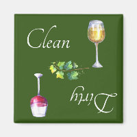 Lave-vaisselle sale propre Magnet Vin rouge blanc