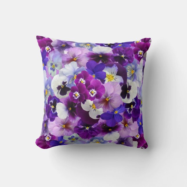 Lavendar, blanc, violet Coussin floral (Recto)