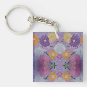 Lavendar Lovie Floral Acrylique Porte - clé