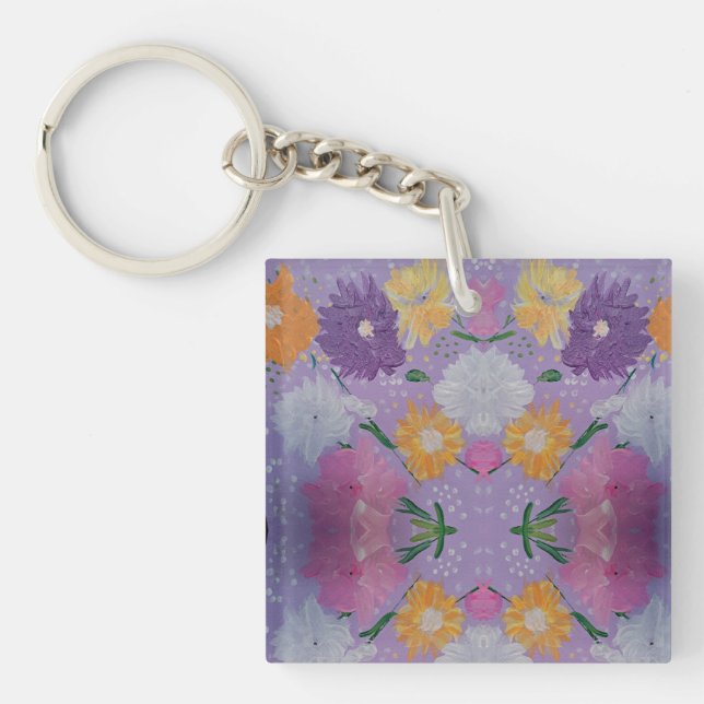 Lavendar Lovie Floral Acrylique Porte - clé (Devant)