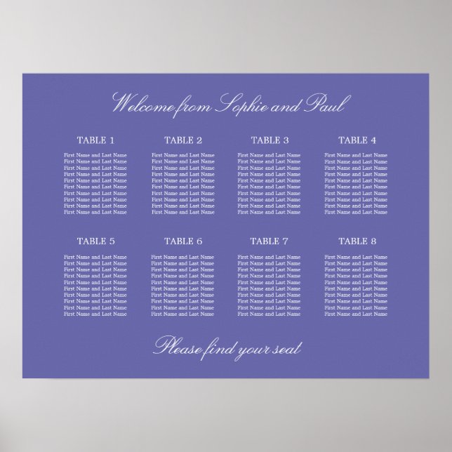 Lavendel 8 Tisch Hochzeitskartentabelle Poster (Vorne)